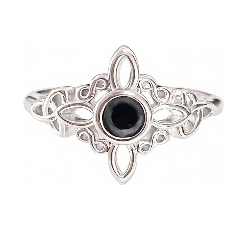 Geometric Celtic Knot Black Diamond Row Diamond Zir*****Pen Ring Niche Light Luxury High Sense Stacked Ring Woman
