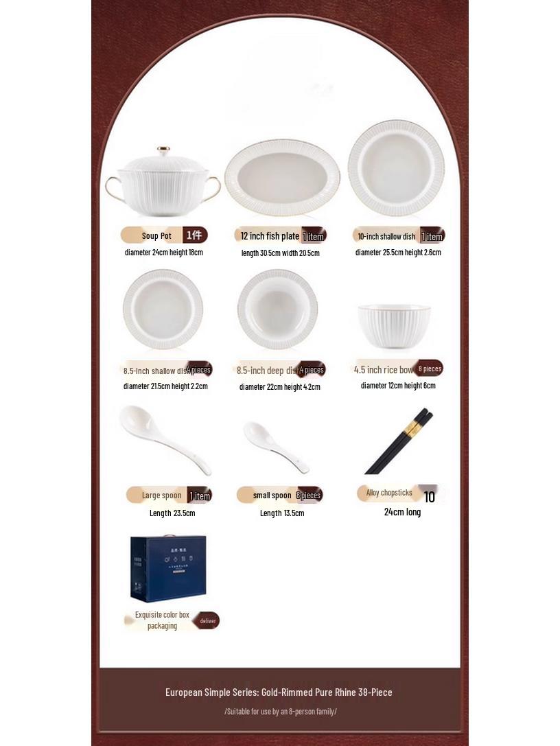 Mordern Lanker Nordic White 38-Piece Dinnerware Set