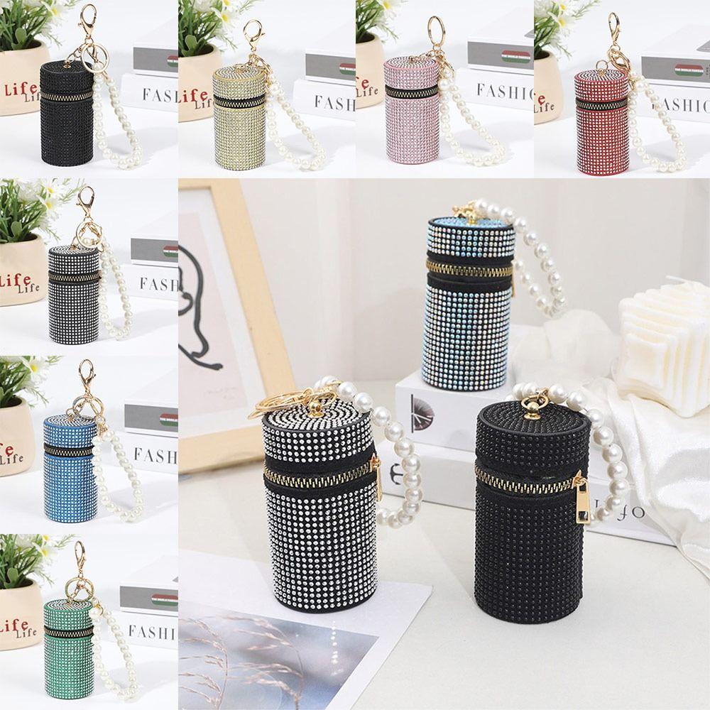 

Zipper Lipstick Bag Rhinestone Coin Bag Portable Coin Purse зелений