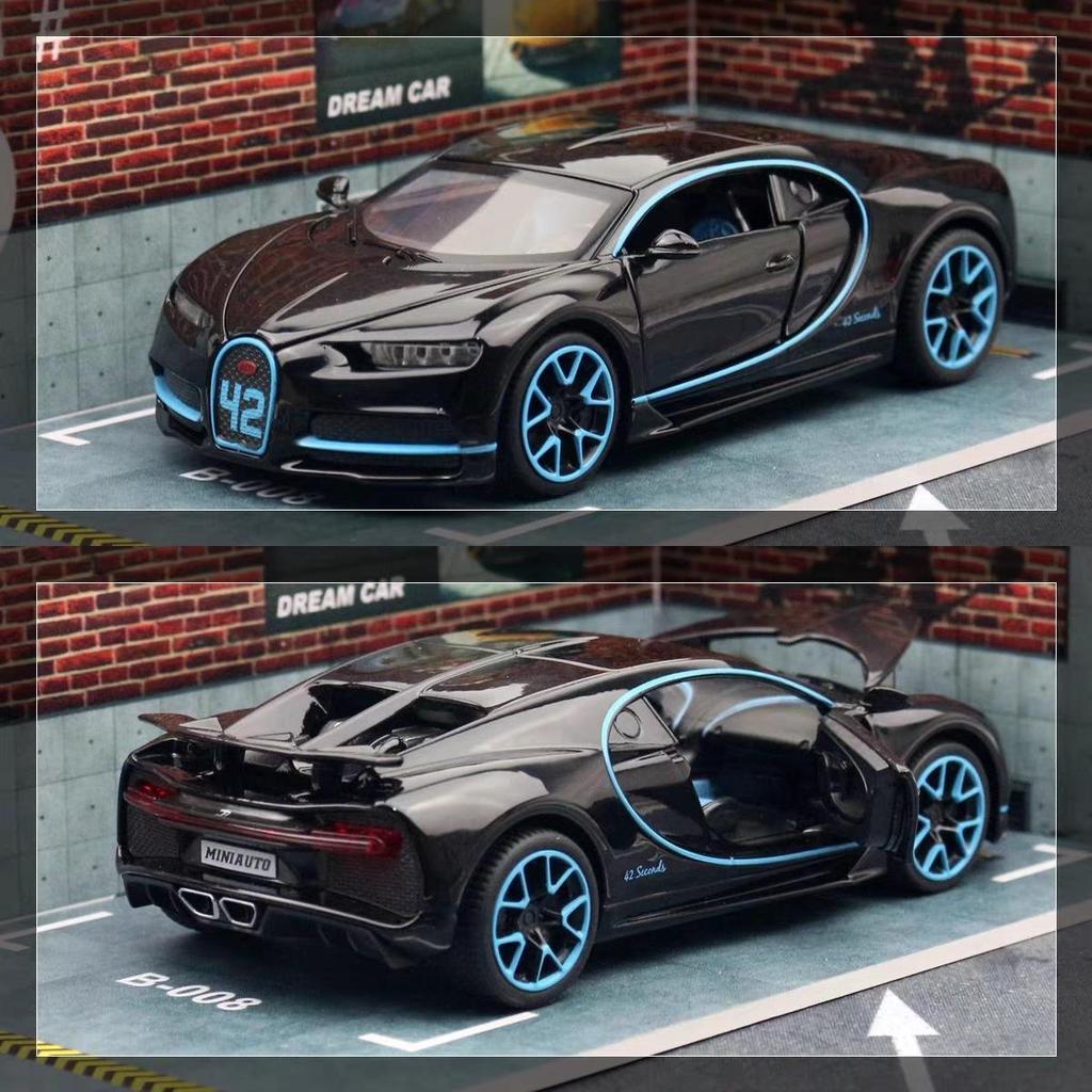 Bugatti Chiron Supersport Simulace Odlévaná a Hračková Vozidla Zvuky a Světlo Natahovací Auto 1:32 Dárky z modelů ze slitin pro děti