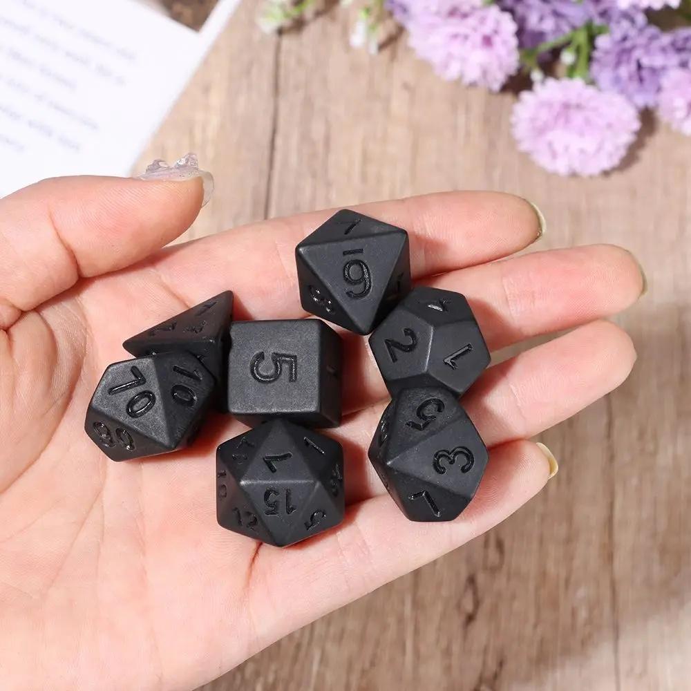7Pcs/Set Black Polyhedral Dice Set For Dnd Rpg Trpg Games, Dungeons And Dragons Accessories, Board Card Game Math Dice