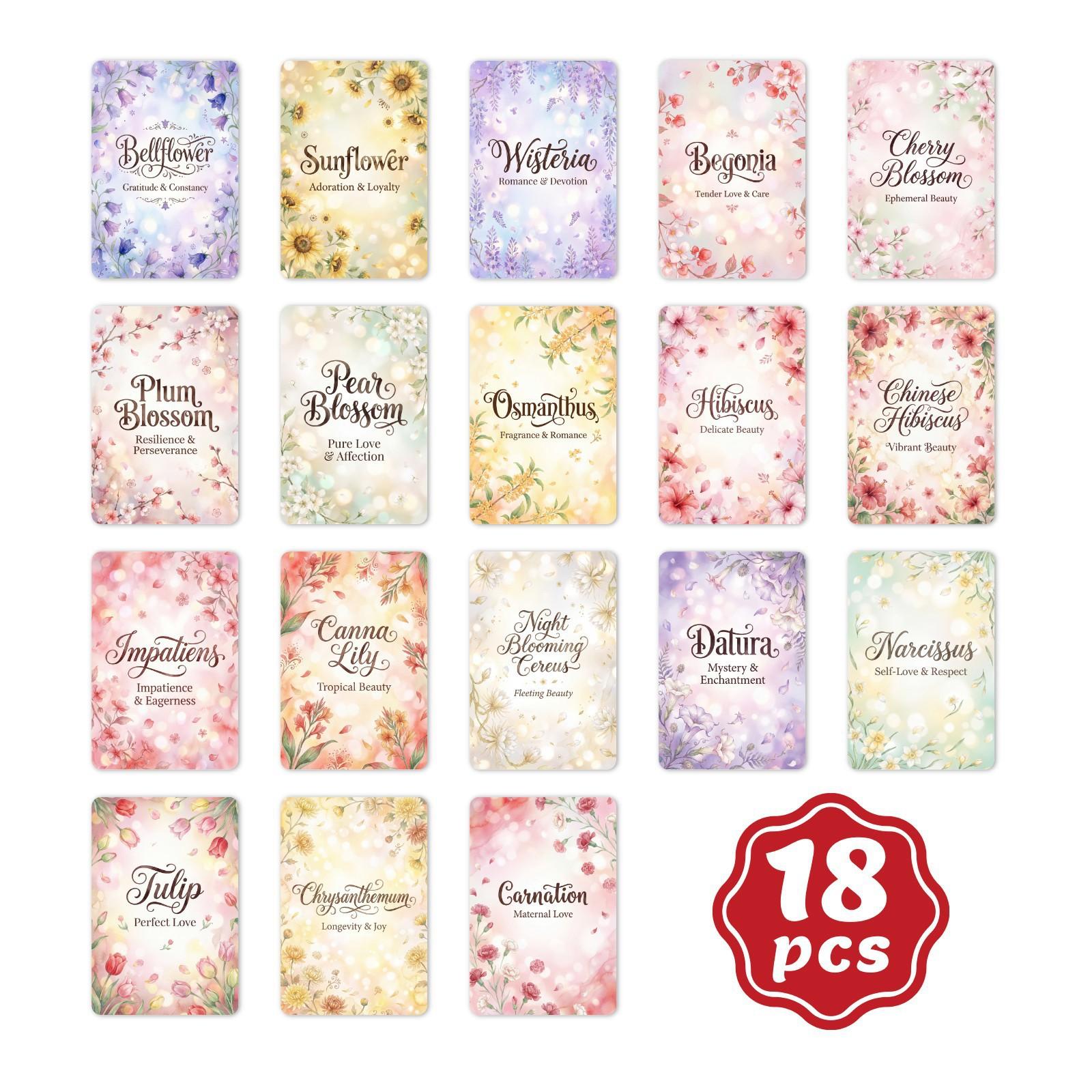 

Flower Language Card Set 18/36/54/72 Beautiful Flower Hand Account Decorative Card Plant Illustration Greeting Card Set Flower language card-rxha0012