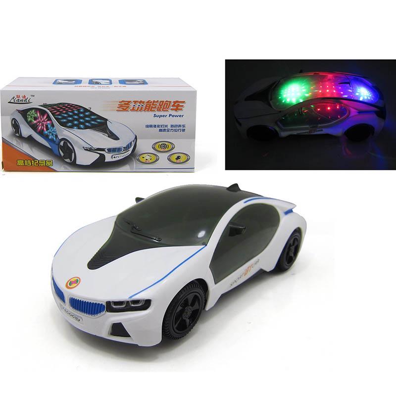 3D LED Blinkande Ljus Billeksaker Musik Ljud Elleksaksbilar Barn