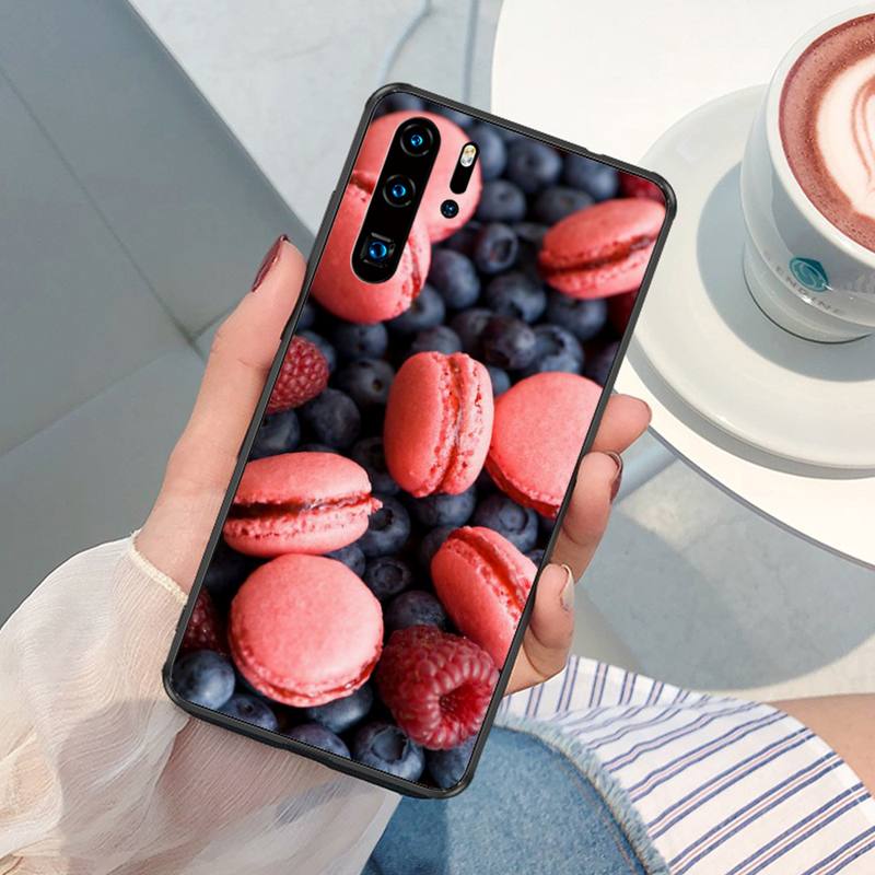 Food Pastry Dark Chocolate Cheesecake Macarons Phone Case For XiaoMi RedMi S2 4X 5 Plus 6 7 7A 8 8A 9 9A 10 K40 Phone Cover