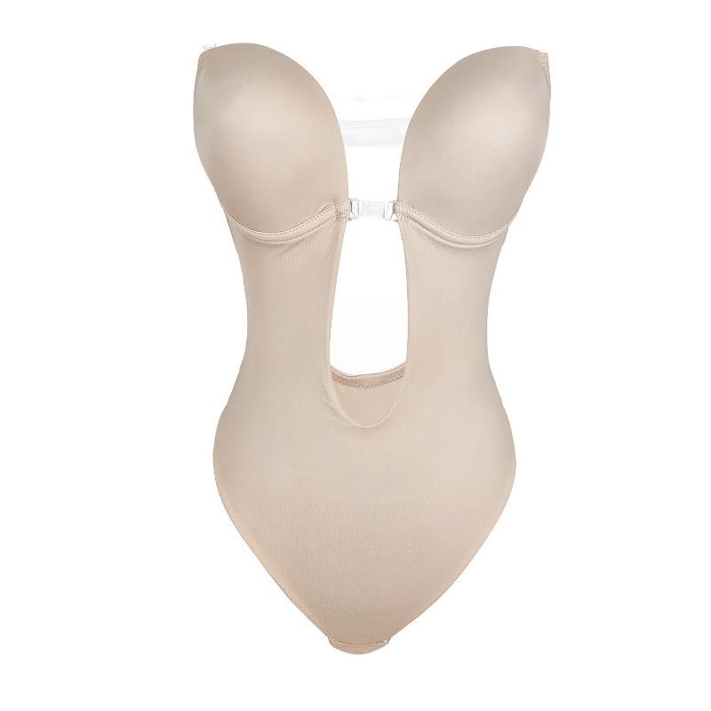 Tight Fitting One-piece Bodysuits Shapewear Deep V Backless Abdominal Compression Invisible Shoulder Strap Bra Women's Body Clothes