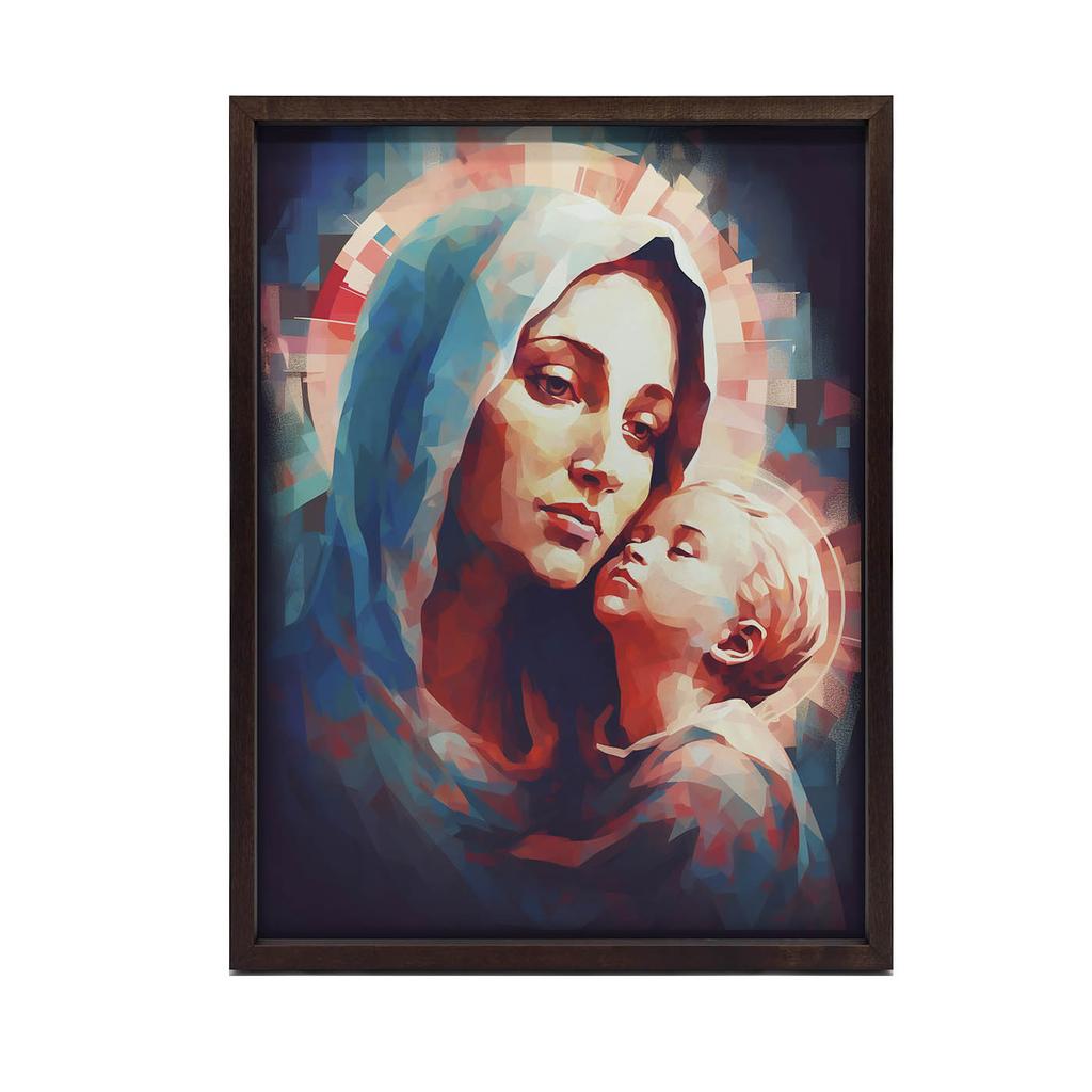 Blue Care: Mary With Baby Jesus Heavenly Protection: Mary With Baby Jesus, 50X70 Cm, Unframed, Premium Canvas On Stretcher