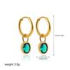 Boucles d'oreilles pendantes créoles huggie en acier inoxydable plaqué or pour femme, avec zircons cubiques multicolores et forme ovale, bijoux tendance pour fête