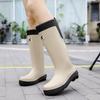 High tube rain shoes women's new fashion rain boots outdoor waterproof shoes rubber shoes fleece thickened long tube water boots women's fashion