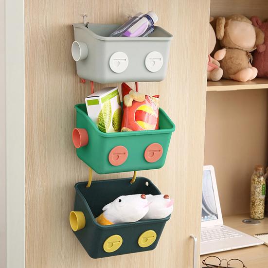 

Yousheng 3Pcs Hanging Basket Cute Robot Shape Hanging Toy Organizer Easy to Clean Wall-mounted Basket for Home