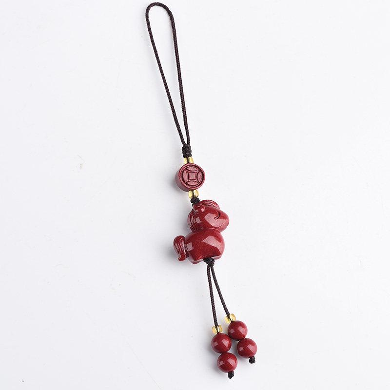 Cinnabar Year of the Horse Charm: Success Amulet for Phone, Keys & Car Decor 50% Cinnabar with Brown Cord