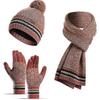 3-teiliges Winterstrickmütze, Schal und Handschuhe Set für Herren und Damen