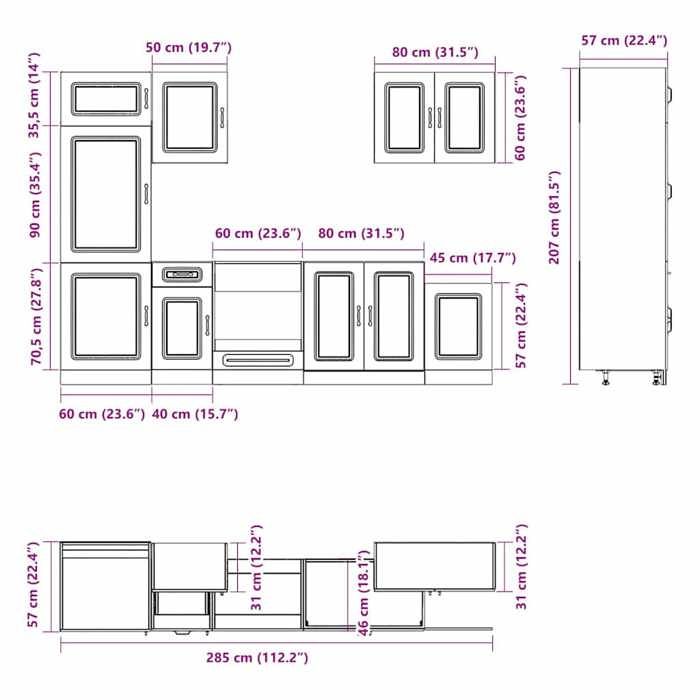 VidaXL Ensemble D'armoires De Cuisine 7 Pcs Kalmar Bois D'ingénierie, Ensemble D'armoire, Étagère De Rangement, Placard, 3314764