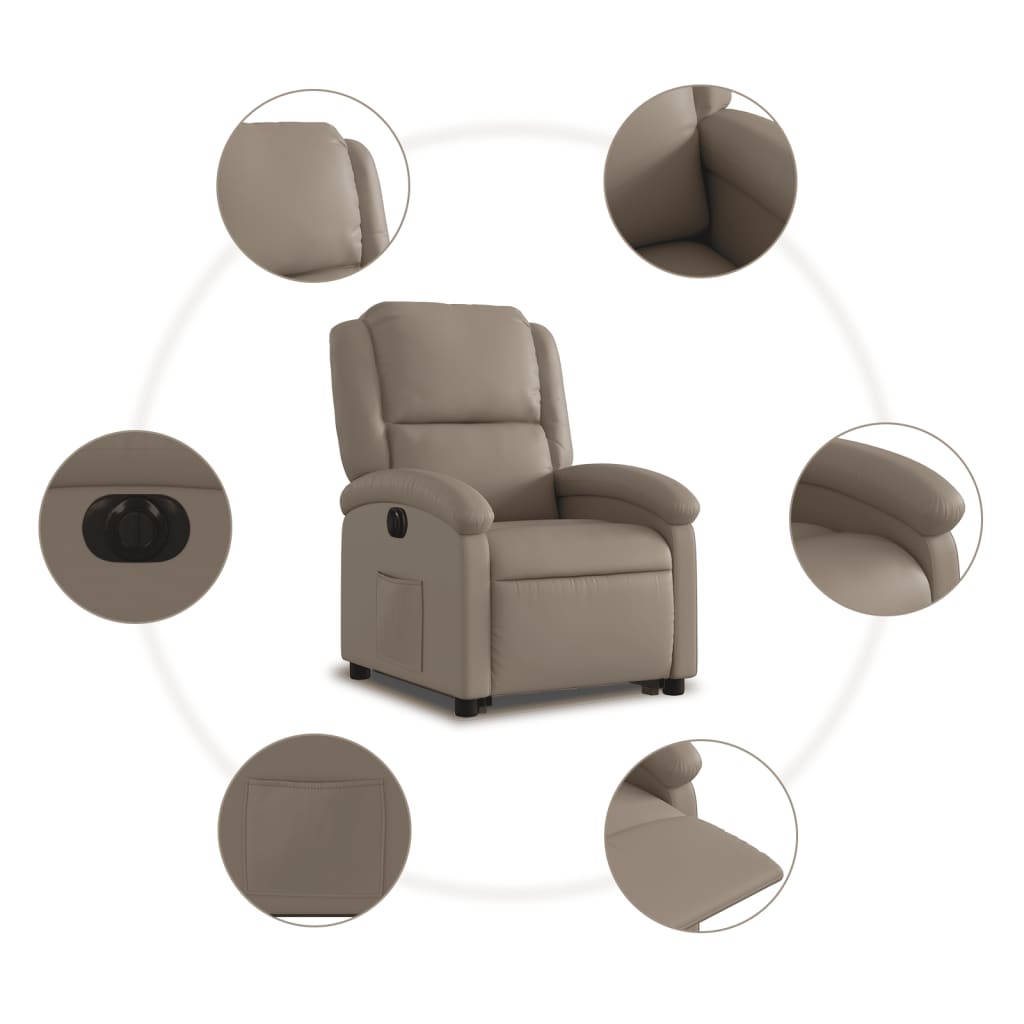 Recliner Chair with Lift Assist Electric Cappuccino Faux Leather