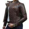 Noora Women's Dark Brown Leather Jacket Motorcycle Biker Quilted Leather Jacket