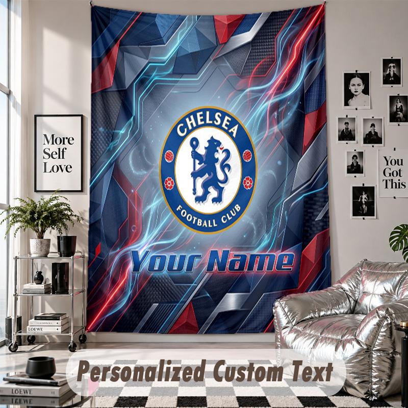 Custom Tapestry Wall Hanging, Chelsea FC Personalized Name Text Home Wall Decor