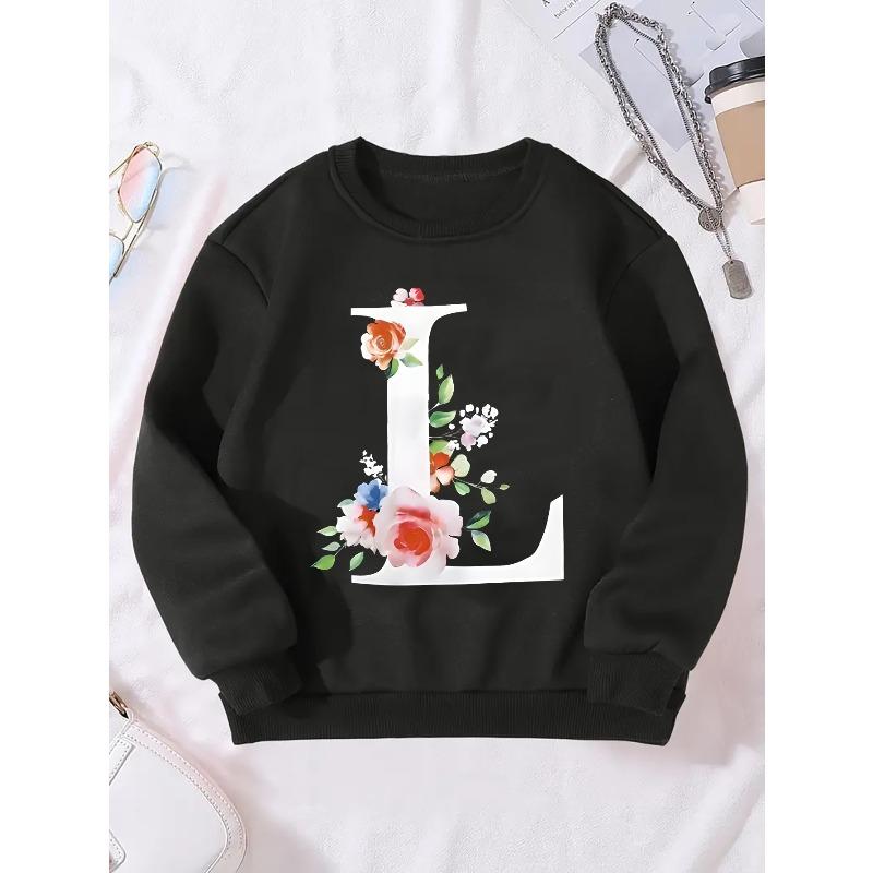 European sizes Pattern Kids Round Neck Sweatshirt 110 чёрный