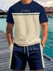 Summer Top Men's Letter 3D Print Short-Sleeve T-Shirt Stylish Mens Shorts Set Vacation Beach Casual T-Shirt 2-Piece