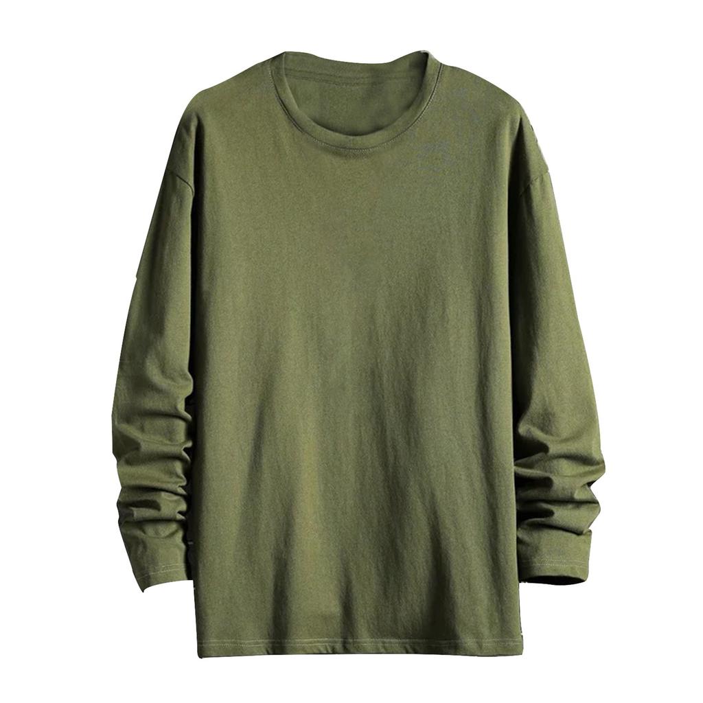 Long Sleeve T-shirt Men Loose Color Top Casual Crewneck Bottom Shirt Thin Hoodie