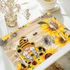 4pcs/1 Set Linen Placemats, Sunflower and Gnome Design Placemats, Table Decor, Home Decor, Party Catering Decor, Holiday Placemats, 12x18 Inch