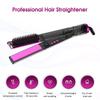 3 in 1 Electric LCD 60W Safety Titanium Hair Flat Iron Brush Hot Comb Hair Straightener Curler Ceramic Tourmaline Flat Iron