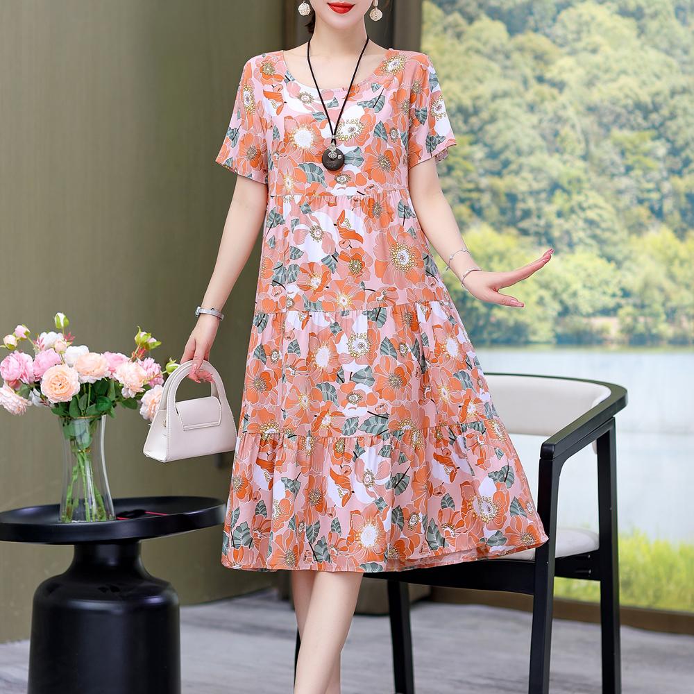Dress Women Summer Sundress Casual Short Sleeve Dress Vestidos Female O-Neck Robe Oversized Bohemian Dresses