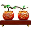 Aris & Juno Exquisite Hand-Painted Copper Persimmon Statue - New Chinese Style Feng Shui Decor for Good Fortune & Prosperity, Perfect Home or Office