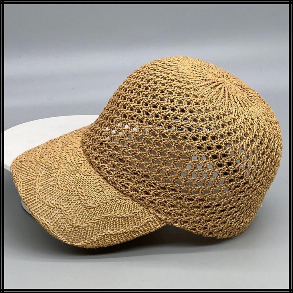 Straw Cap Hat Mesh UV Protection Breathable Casual Stylish CZA116 [White Fang] Women's (Dark Brown)