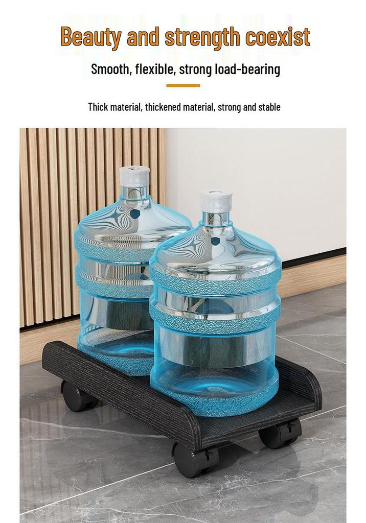 Movable Wooden Desktop Computer Chassis Tray with Wheels for Under-Desk Storage
