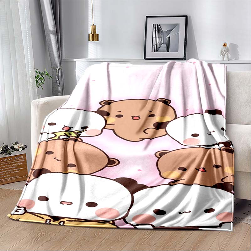 Cute Bubu and Dudu Series Blanket Cartoon Print Kids Warm Flannel Soft Comfortable Home Travel Blanket Bed Blanket Birthday Gift