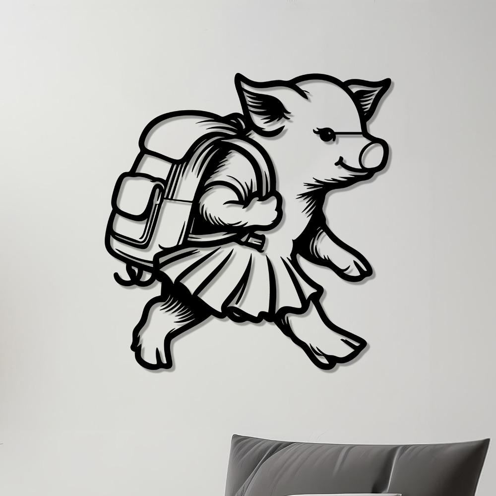 1pc Metal Pig Wall Art, Cute Animal Statue for Kids Room Garden Fence, Rustproof Iron Sculpture, Easter Children's Day Gift for Home Decor Lovers