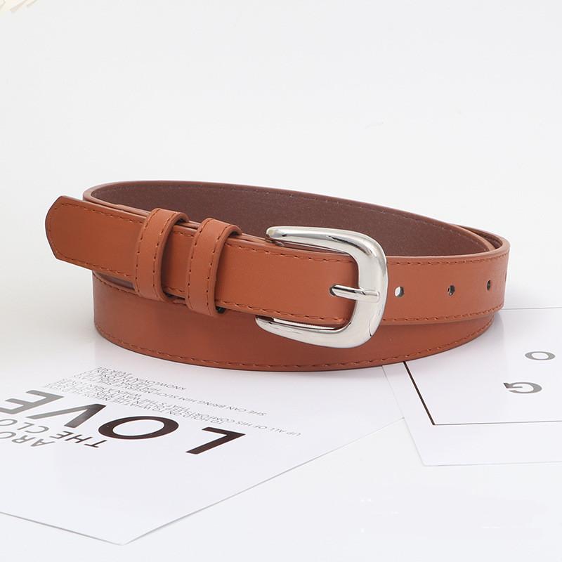 Needle Womens Silver Buckle Slim Belt Premium Minimalist Accessory Versatile