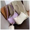 Weiche PU Leder Frauen Lila Unterarm Tasche Retro Einfarbig Damen Handtaschen Mode-Design Mädchen Kleine Schulter Taschen