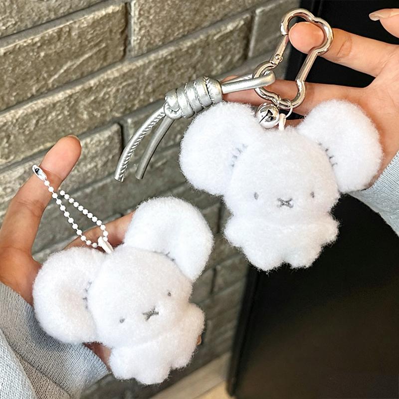 Cute Soft Fluffy Plush White Mouse Keychain Pendant Perfect For Bag Decoration Birthday Gift For Kids Teens Friends