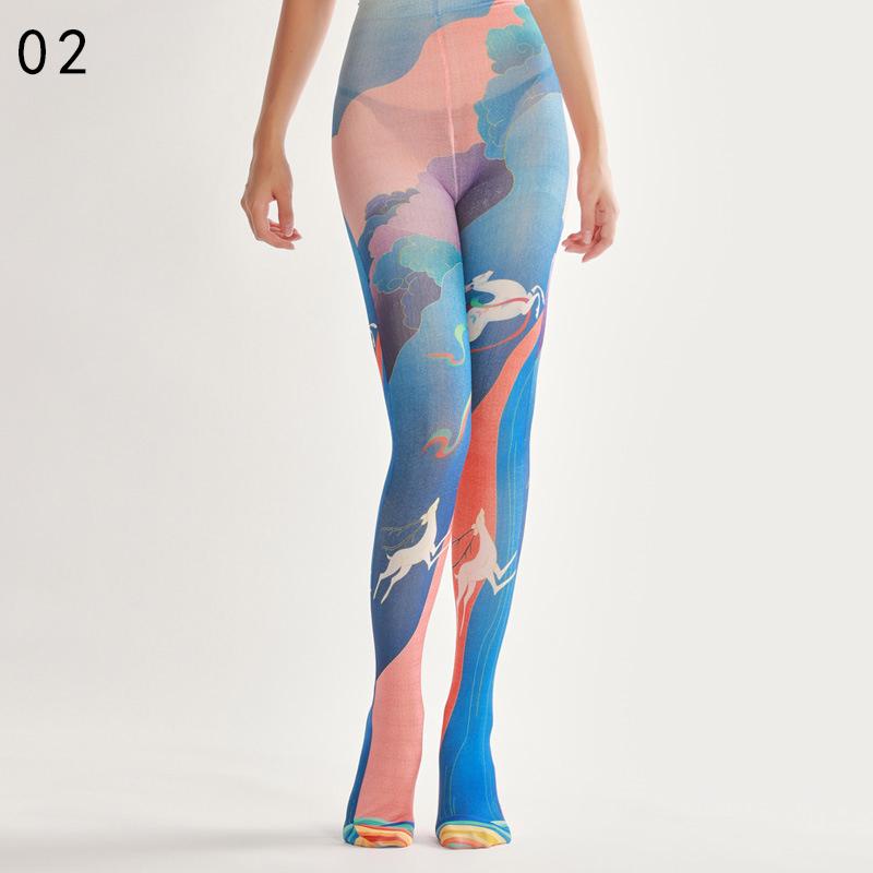 New Japanese Style Floral Printed Pantyhose Lolita Stockings Harajuku Tights Colorful Tropical Fish Cake Sushi Print Pantyhose