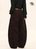 Yongfang Unisex Retro Corduroy Wide-Leg Pants - Autumn/Winter Loose Street Style with Trendy Pleats and Scissor-Cut Design