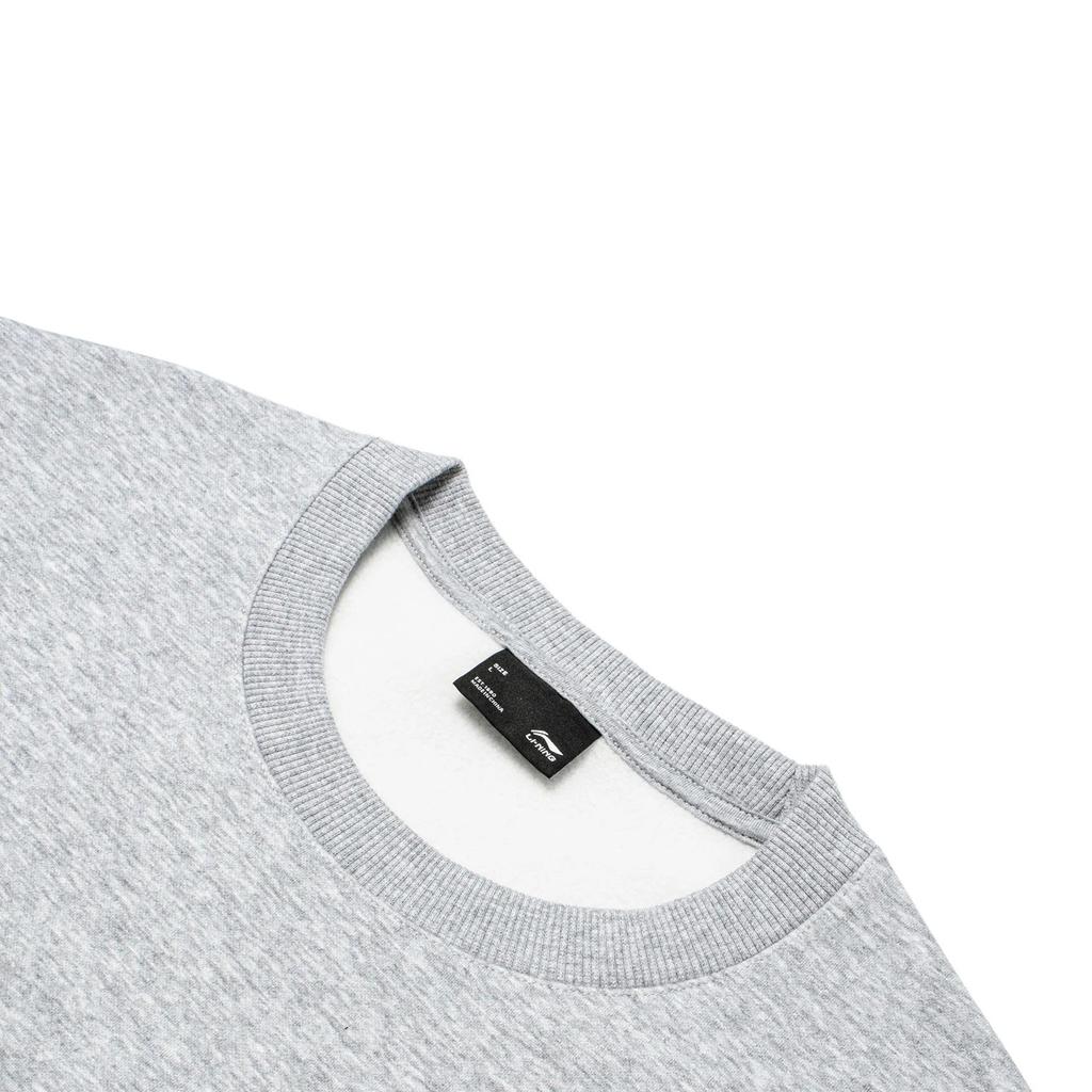 Li-Ning China Culture Series Solid Fleece-Lined Warm Loose Pullover Sweatshirt Men Tops Floral-Grey AWDT901-1