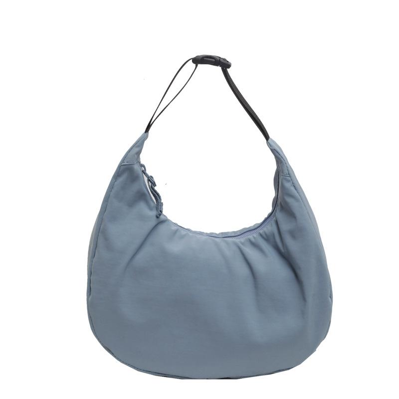 Lightweight and Simple Solid Color Dumpling Bag Women's Casual Versatile Hand Carry Shoulder Bag Japan and Korea Commuter Messenger Small Cloth Bag