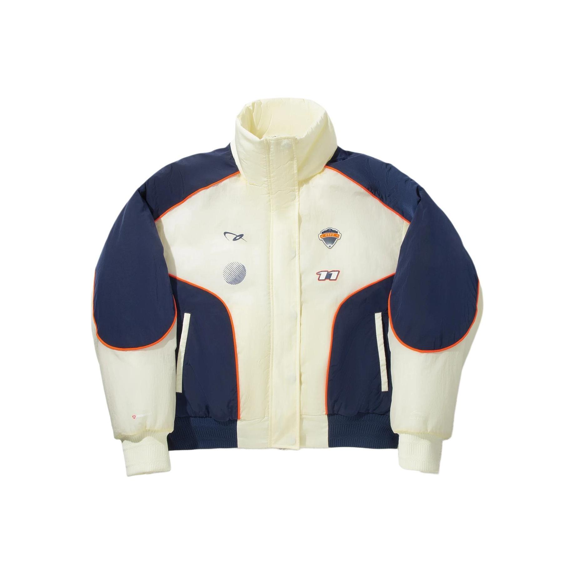 

Li Ning Модная спортивная серия Куртка с воротником-стойкой, принтом букв, цветными блоками, теплая хлопковая куртка Женская куртка AJMV264-1 S