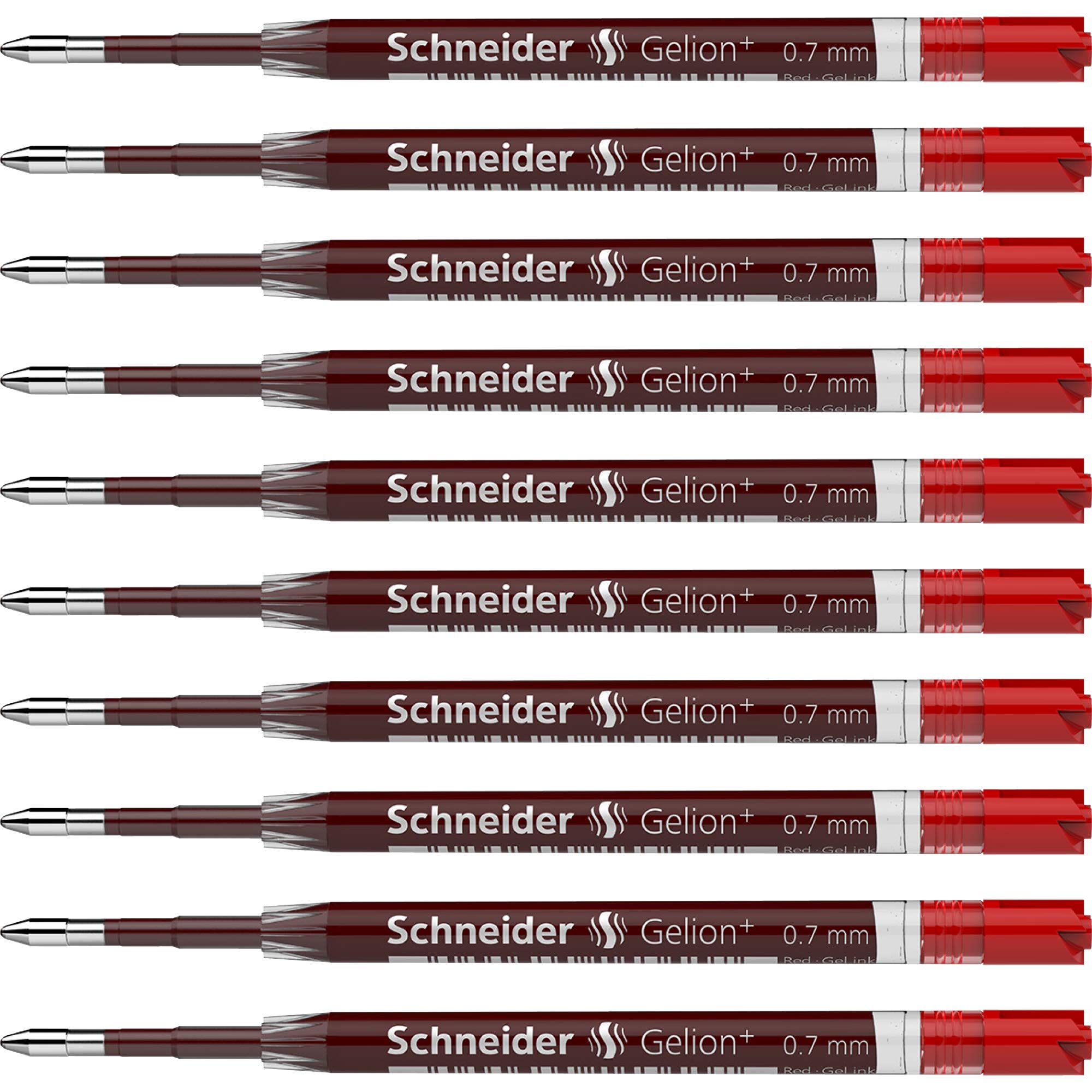 

Schneider Ballpoint Pen Gel 1 Box Gelion+ Refills, 0.7mm Ink, (10 Pens) (Red)