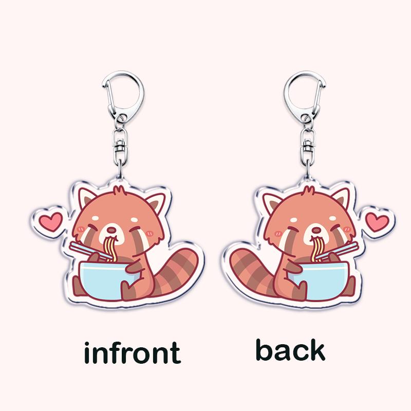 Hot Red Panda Eating Ramen Keychains for Accessories Cant Hear You Im Gaming Keyrings Jewelry Fans Friends Gifts