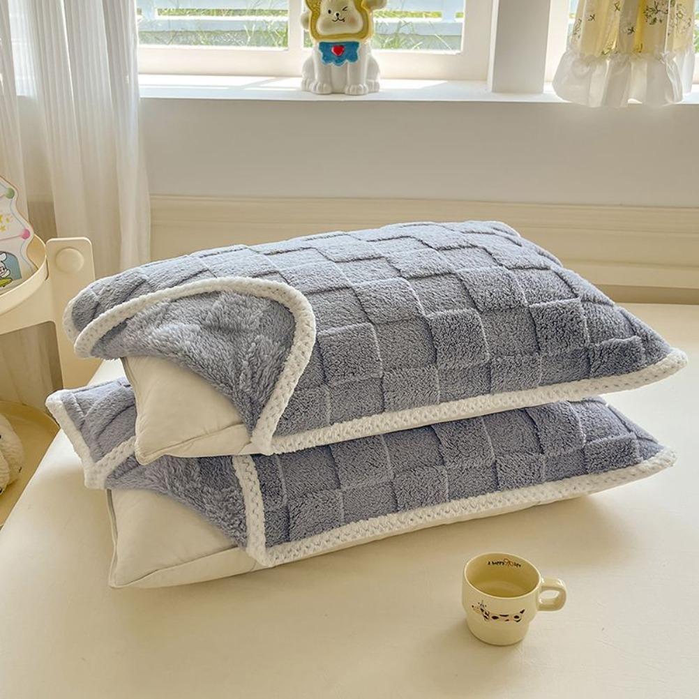 Tafu Velvet Pillow Cover with Ties Anti Slip Pillow Towel Without Shedding Hair Pillow Case Thickened Milk Velvet Pillows Towel