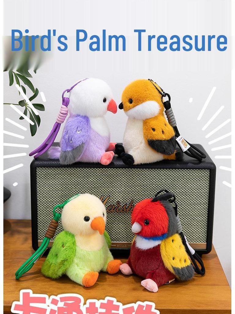 Small Plush Bird Keychain - Penguin & Parrot Figures Hanging Ornament