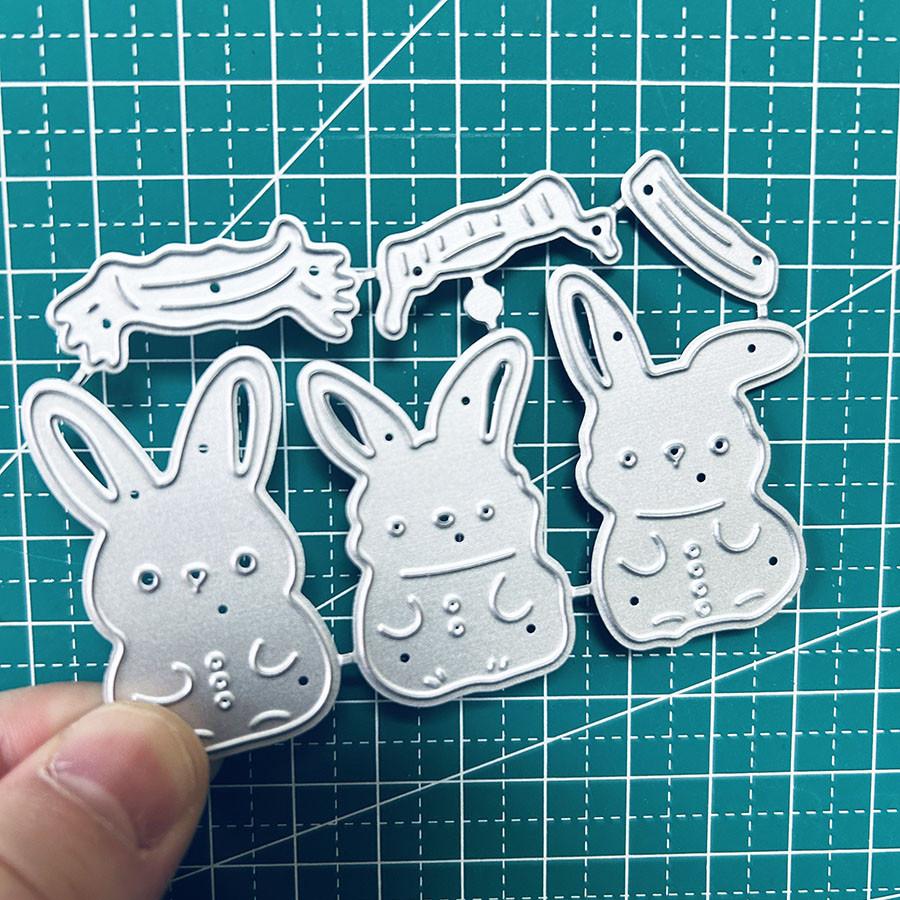 Easter 3pcs Bunny Metal Cutting Dies Stencil for DIY Scrapbooking Photo Album Embossing Paper Cards Crafts Diecuts