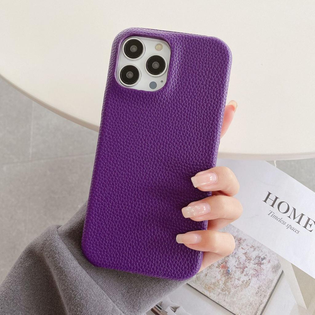 Applicable iPhone16Pro max mobile phone case Apple 14/13/12 lychee pattern mobile phone case feel X