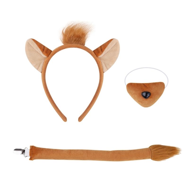 Foxes Costumes Set Foxes Ear Headbands Tail Nose Bowtie Tutu Skirt Animal Cosplay Costumes for Halloween Christmas Party