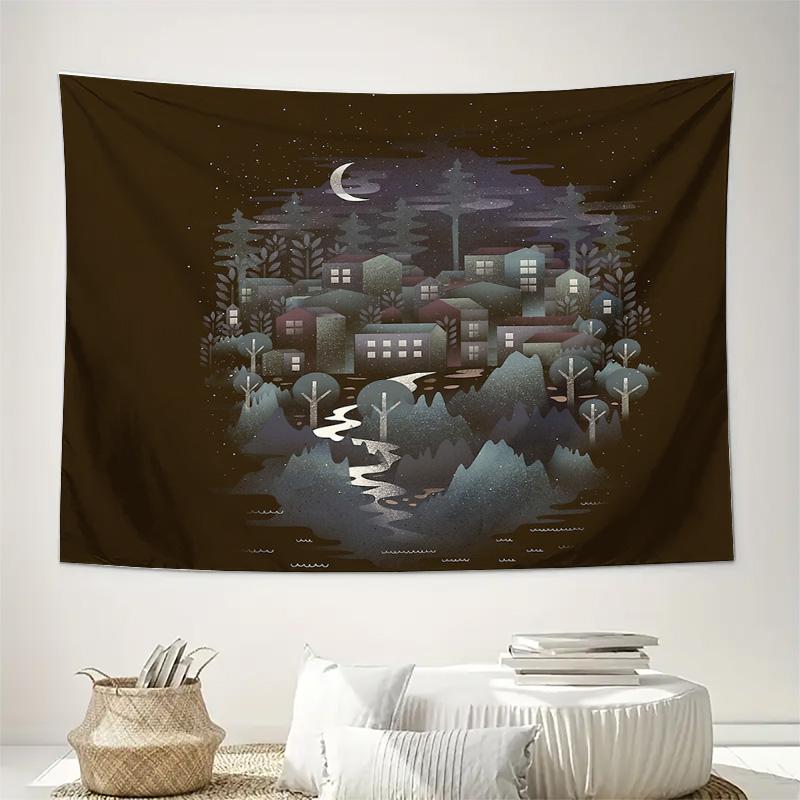 Mystical Forest Tapestry Dark Academia Wall Hanging Nature Aesthetic Decor Cottagecore Room Decor Gothic Home Decor Celestial Wa
