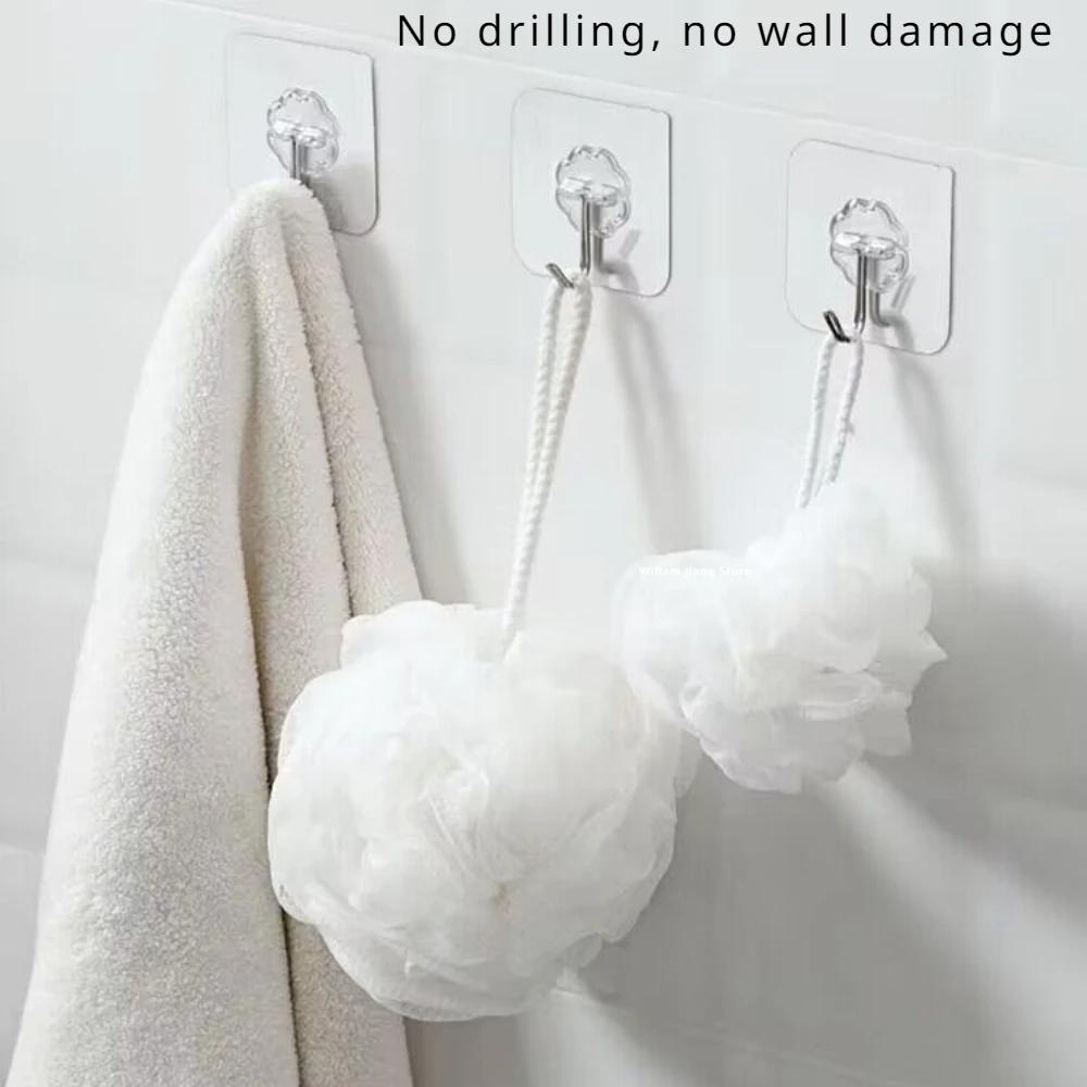 Hooks Wall Bathroom Accessories Improvement. Clothes Hook Fixture Hanger for Strong Self-adhesive Hardware Home