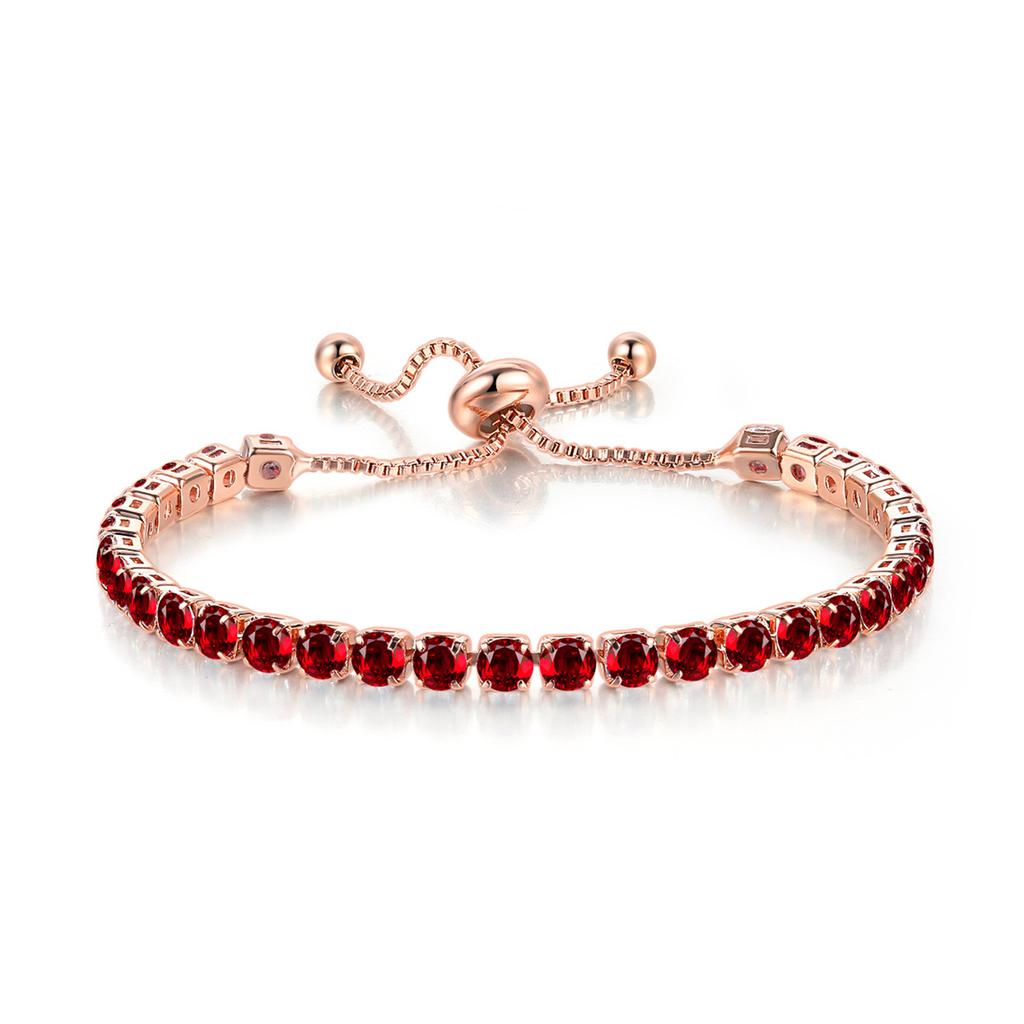 Adjustable Colorful Birthstone Tennis Bracelets for Women 4MM Crystal Bangle Girls Hand Chain Trend Jewelry Accessories H133