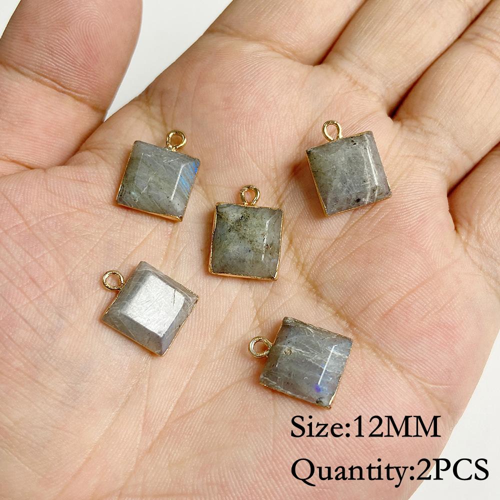 Natural Flash Labradorite Stone Charm Pendant Healing Semi-precious Stone Connector for Jewelry Making Necklace Accessories Gift