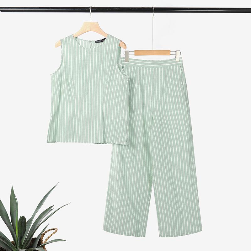 ZANZEA Женские топы без рукавов и брюки Летние костюмы-двойки S